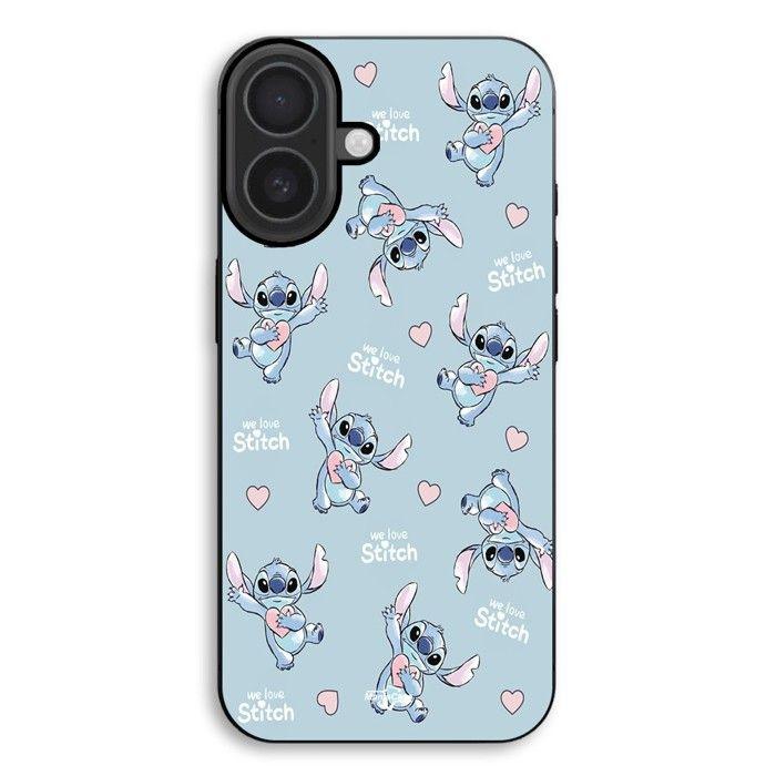Coque de téléphone - MANIACASE - iPhone 17 - Silicone TPU - Souple - Stitch love coeur rose