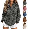 Women's Leopard Print Quarter-Zip Pullover Sweatshirt