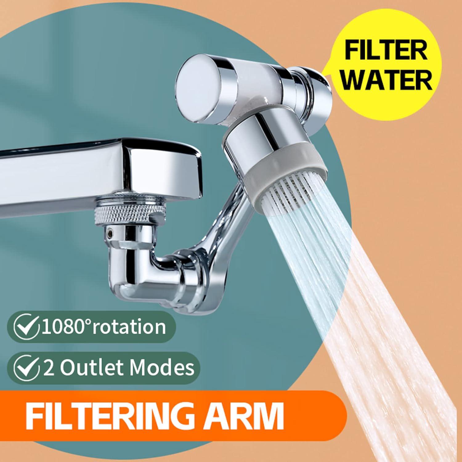 1080° Rotating Universal Faucet Filter Extender Removable Filter Element Anti Splash Bubbler Kitchen Bathroom Accessories