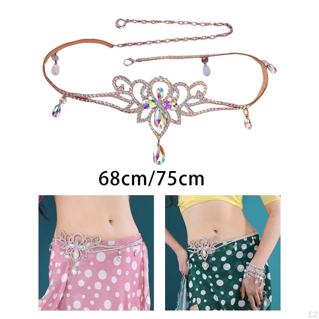 Fashion Women Waist Chain Belly Dancing Belt Rhinestone Body Jewelry Outfit Costume for Performance,