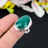 Green Jade Gemstone Handmade 925 Sterling Silver Jewelry Ring Size 8.5 KG-336