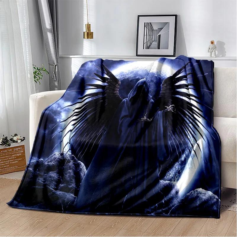 D Grim Reaper Skull Gothic Soft Plush Flannel Throw Blanket for Bedroom Living Room Sofa Picnic Kids