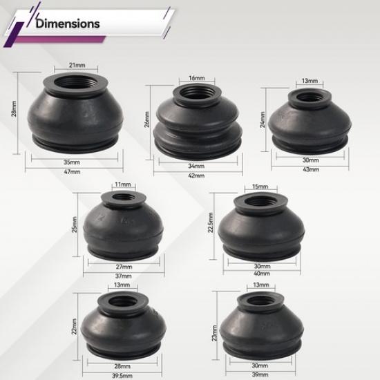 7SizeX2 Ball Joint Boot Dust Cover Tie Rod Linkages Ends Replacement Kits Rubber