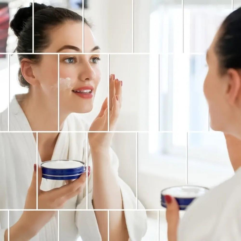 10 pcs Acrylic Self-Adhesive Mirror DIY Wall Stickers Easy Install Flexible Mirror Bathroom