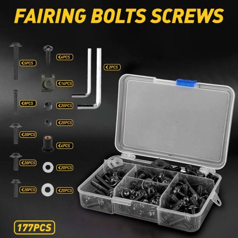 177pcs/Box Screws Aluminum Windscreen Screws Colorful Fasteners Screws Set Motorcycle Fairing Bolt Kit Motorcycle Modified Parts