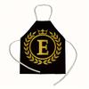 1 personalized letter apron with golden crown print on a black background, suitable for kitchen baking and barbecue