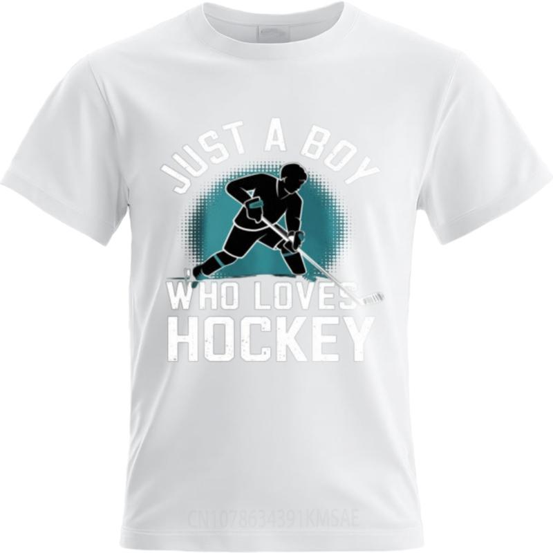 Rock For Her Oneck Tshirt Cotton Just A Boy Who Loves Hockey Minimalist Boys Teeshirt Relaxed Fit Tshirt Oversized Tshirt