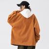 Spring and Autumn New Jacket Hooded Fake Two-piece Trendy Loose Casual Jacket Workwear Couple Fashion Jacket Men