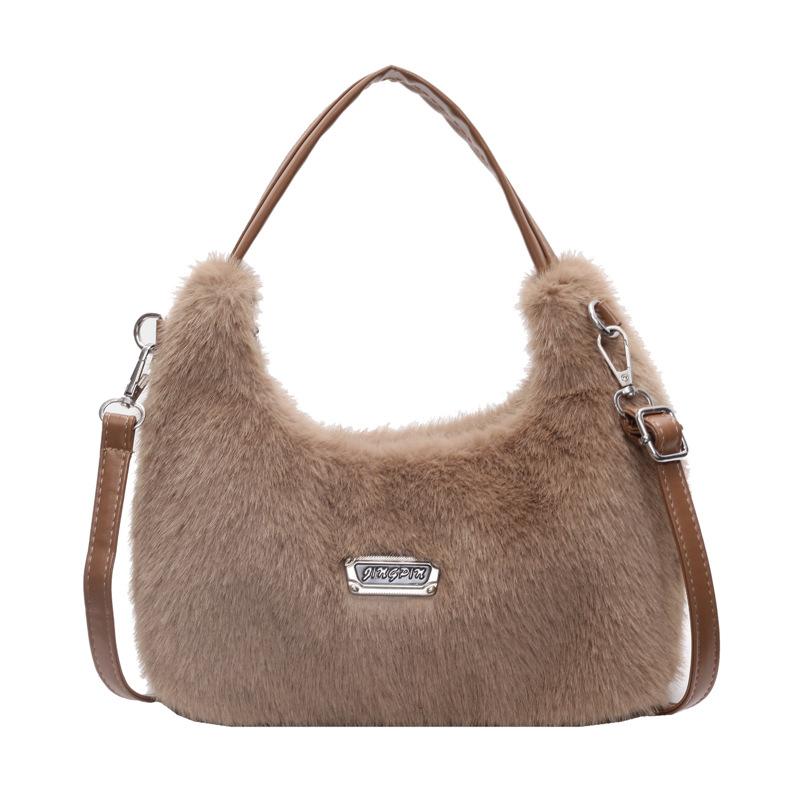 Plush Handbag Small Bag Women's 2025 Autumn New Fashion Niche High Value Foreign Style Shoulder Messenger Bag