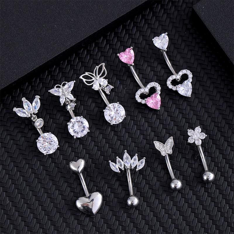 Prívesok Motýľové Srdce Piercing do Pupka Ženy Dievčatá Nerezová Oceľ Zirkón Piercing do Pupka Šperky Darčeky