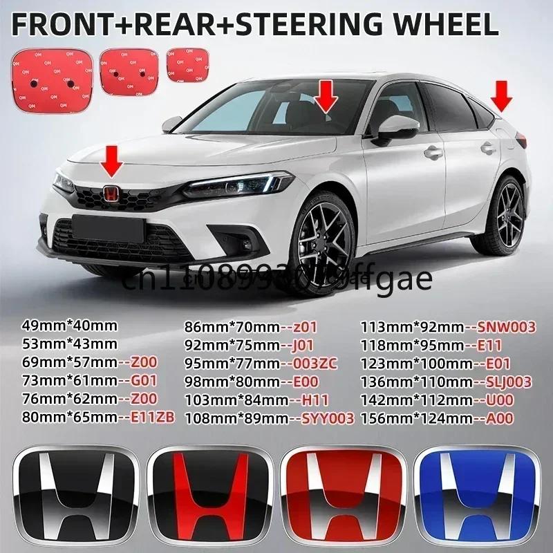 3D H Badge for Honda Civic VEZEL CRV City Accord Fit Odyssey Car Steering Wheel Emblem Hood Front Grill Rear Trunk Logo Sticker