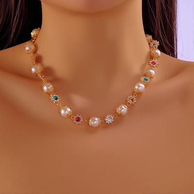 New Hip-hop Niche Diamond-encrusted Pearl Splicing Necklace
