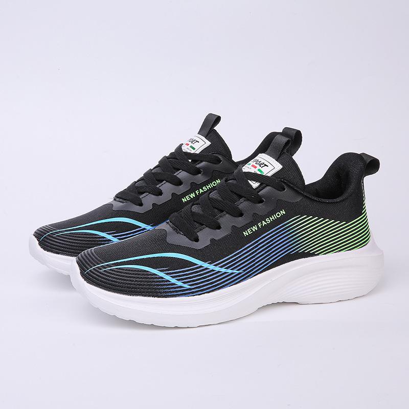 New Men's Shoes Thick Sole Trendy Mesh Breathable Shoes Men's Lace-up Student Running Shoes Men