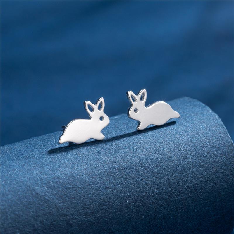 925 Sterling copper Small Animal Stud Earrings for Women Mini Dog Paw Piercing Earring Zircon Rabbit Owl Cat on Moon Pendientes