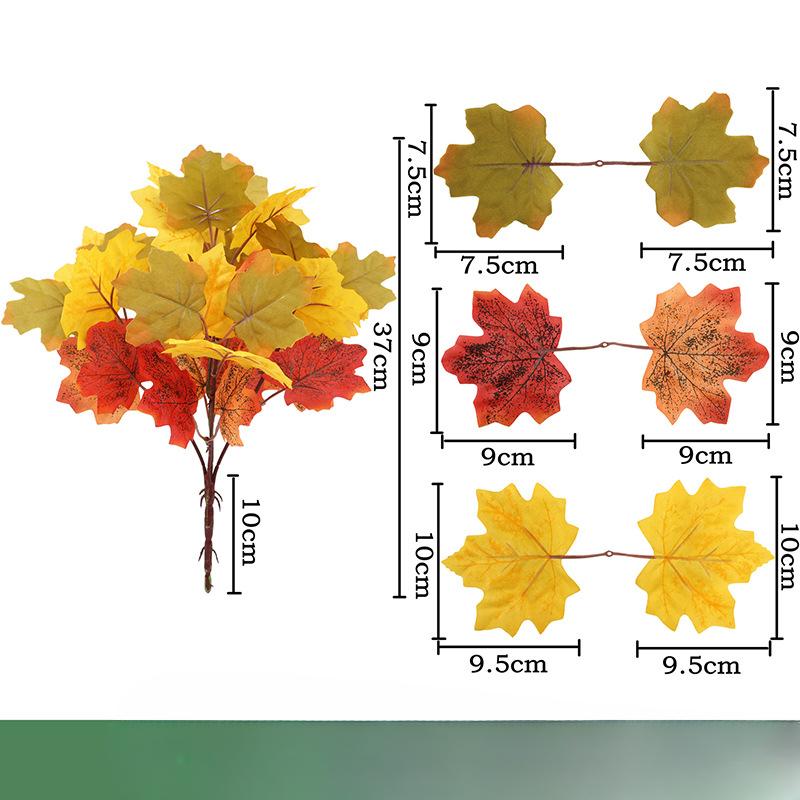 Artificial Plants Red Maple Leaves Small Bunches of Autumn Color Halloween Decoration Home Fake Flower Bouquet Arrangement