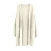 Women's Solid Color Long Sleeved Knee Length Knitted Cardigan, Lazy Trend, Medium Long Hair Jacket