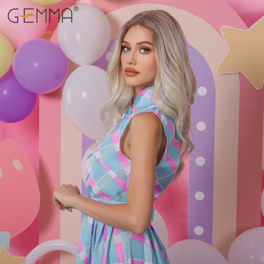 Lange Blonde Ombré-Perücke Mit Spitzenfront – 61 Cm, Hitzebeständig, Für Cosplay & Alltag