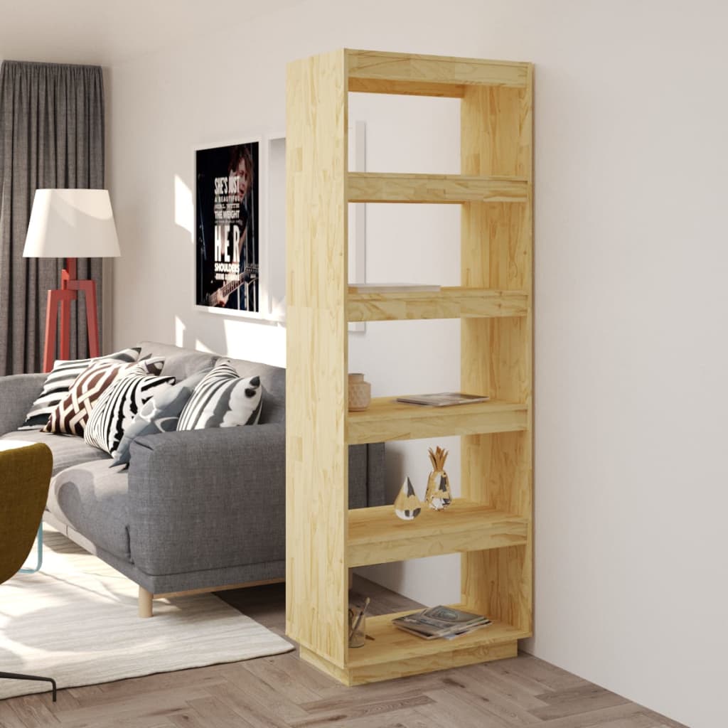 Bookshelf Room Divider 60 x 35 x 167 cm Solid Pine Wood