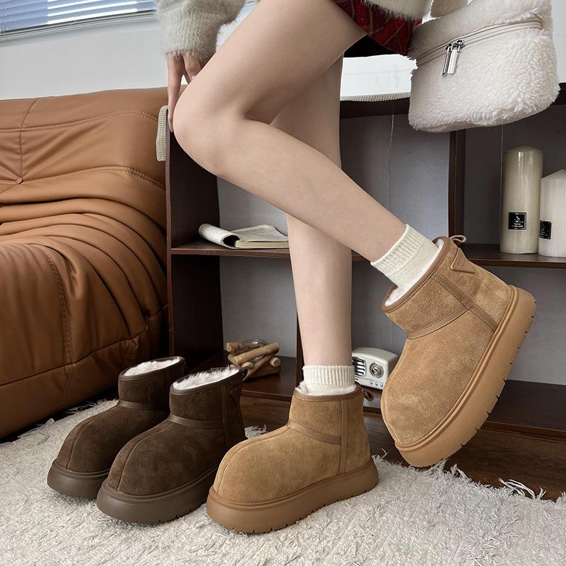 [Fanfna] Autumn and winter popular snow boots women's Korean cute super mary short boots velvet warm cotton boots