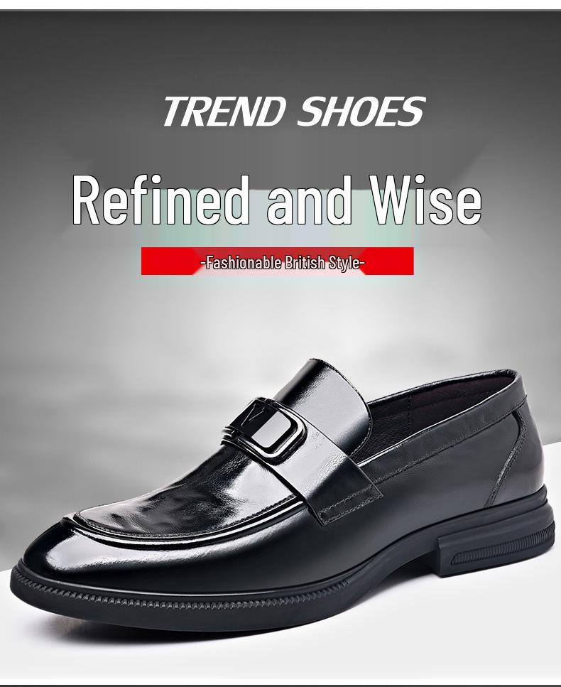 Men's Black British Style Cowhide Leather Dress Shoes - Youth Soft Sole Casual/Formal Wear
