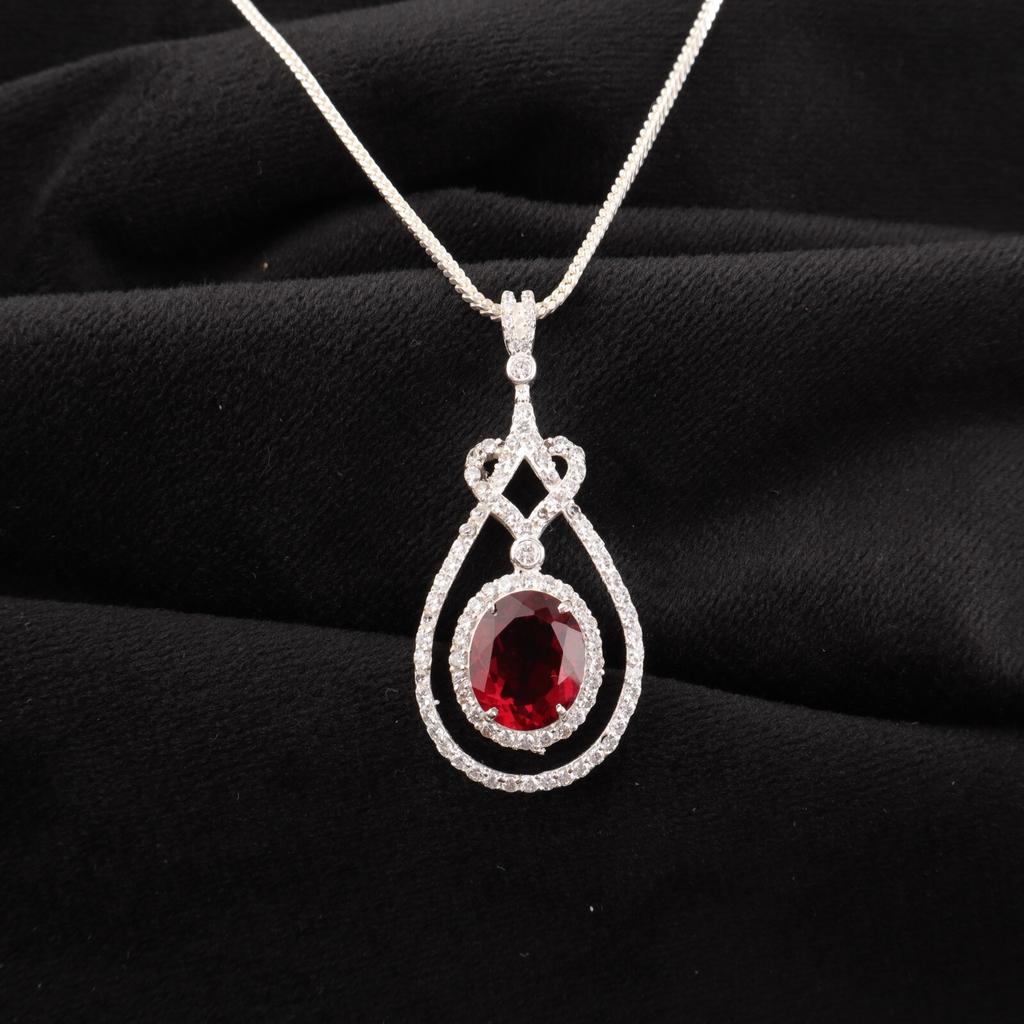 Natural Pink Rubellite Gemstone 925 Sterling Silver Jewelry  Zircon Pendant CZP-6-12