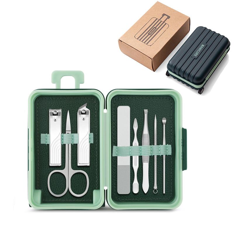 8/12 Stück Nagelknipser-Set Kleines Gepäckbox-Design Edelstahl-Knipser Nagelfeile Schere Maniküre-Werkzeuge für Reisen