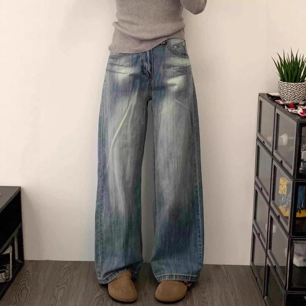 2025 Plus Size High Waist Light Blue Wide Leg Jeans for Women