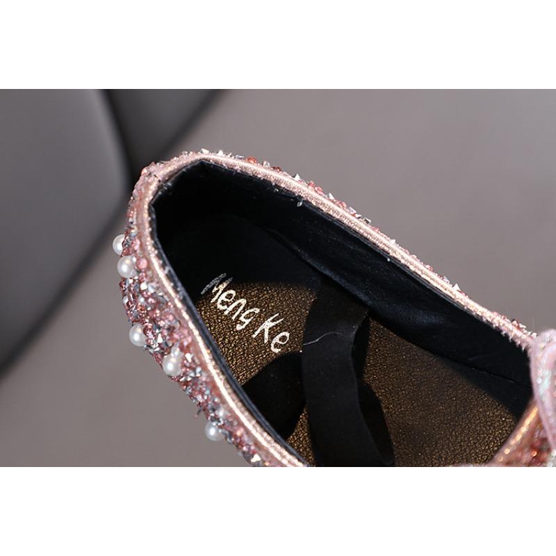 Autumn new style ladylike baby girl girls' princess rhinestone flat shoes, leather shoes, dance performance shoes