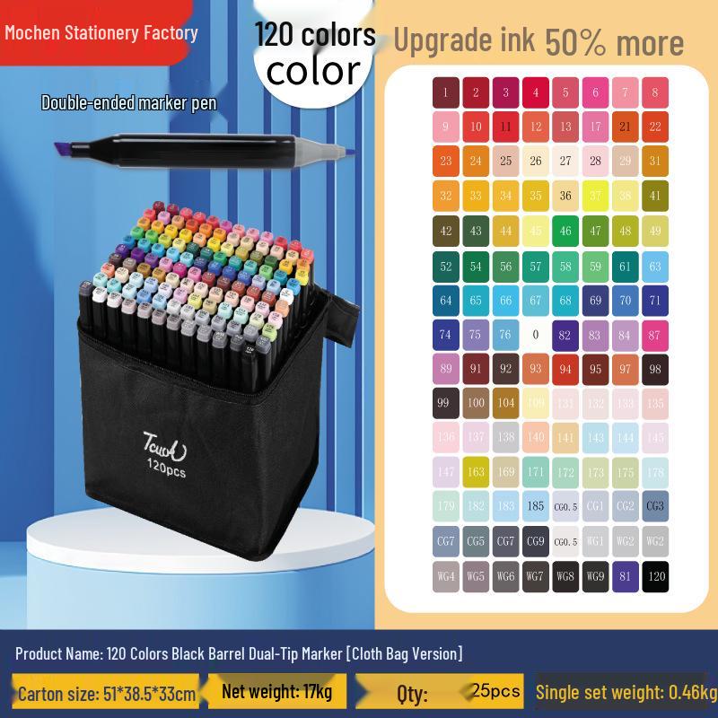 Double-Headed Quick-Drying Black Marker & Watercolor Pen Set for Kids