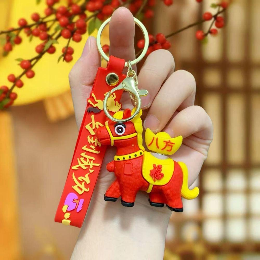PVC Horse Pendant Rotating Pony Doll Zodiac Pony Bag Hanging Cute Chinese New Year Gift  Home Decor