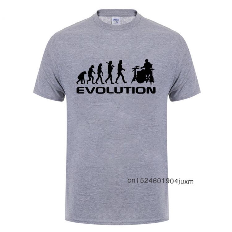 Cool Music Humor Drums Evolution T Shirt Funny Birthday Gifts For Unisex Male Drummer Summer Short Sleeved O Neck Cotton Tshirt