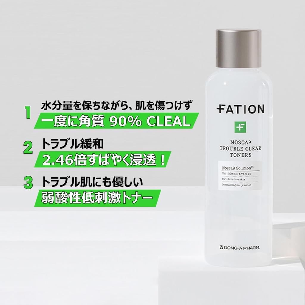 FATION Noscanine T Clear Toner S Cleanses Dead Skin Improves and Improves Skin and Korean 200ml, Cells, Acne, Barrier, Moisturizes, Hydrates.