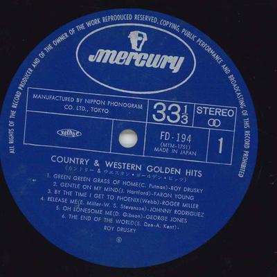 LP Record ROY DRUSKY,FARON YOUNG,ROGER MILLER - Country & Western Golden Hits FD194 MERCURY Japan Country Used