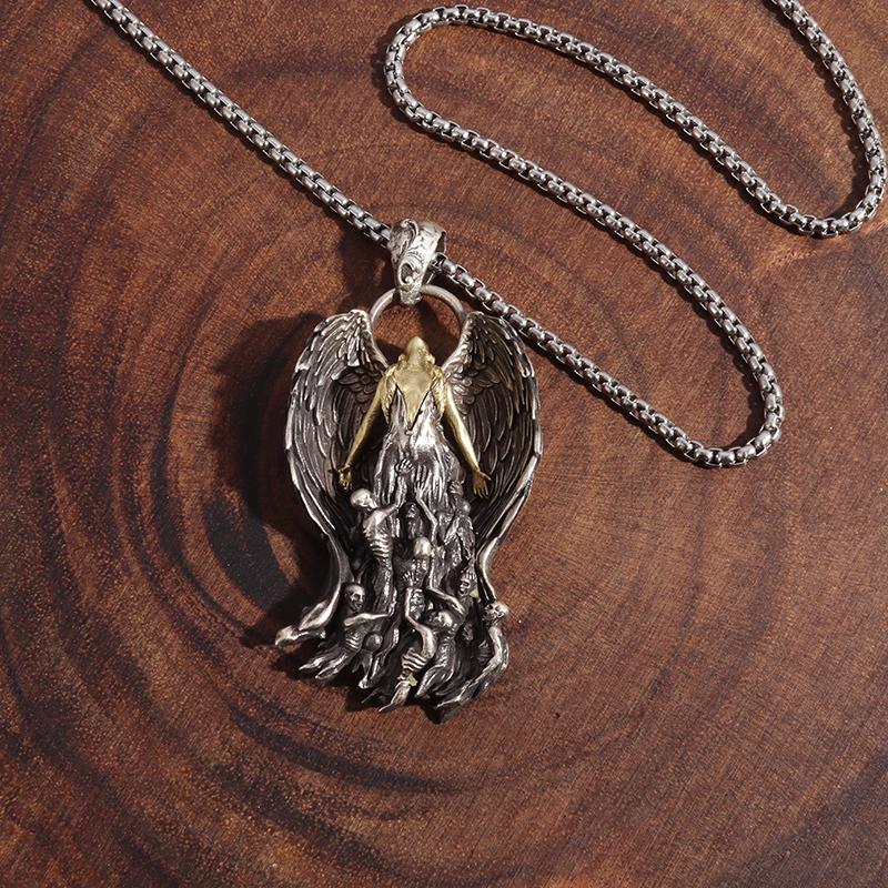 Creativity Mother of Purgatory Demons Pendant Wing Angel Goddess Pendant Necklace for Men Trend Punk Gothic Women Jewelry