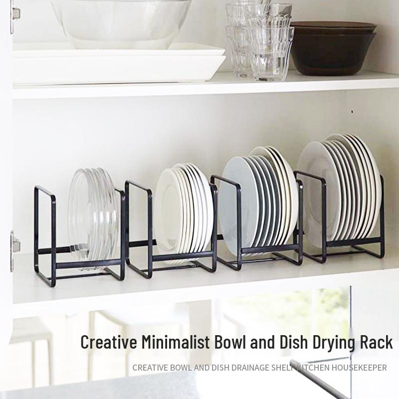 Japanese-Style Metal Dish Organizer: Cabinet Storage Rack for Plates, Bowls, Cutlery, and Chopsticks