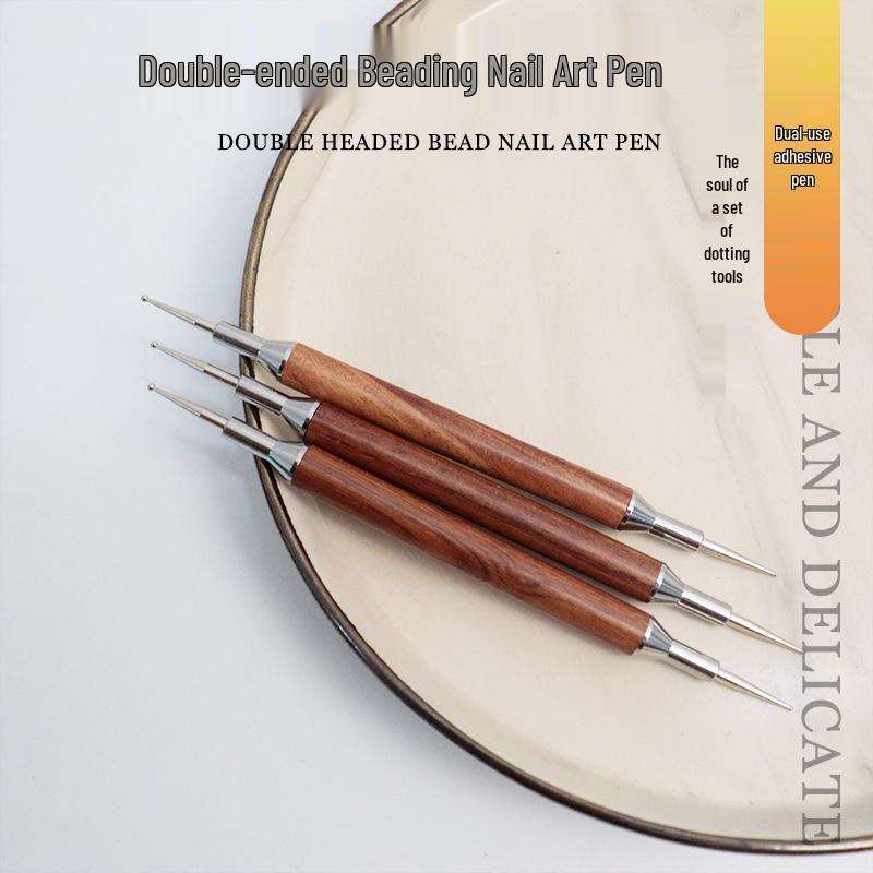 Sandalwood Rhinestone Double-Ended Nail Art Pen Set: Three-Piece Beginner s Kit