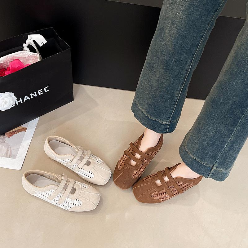 Mesh shoes 2025 soft sole hollow breathable new summer retro sandals German training shoes women's woven versatile casual shoes