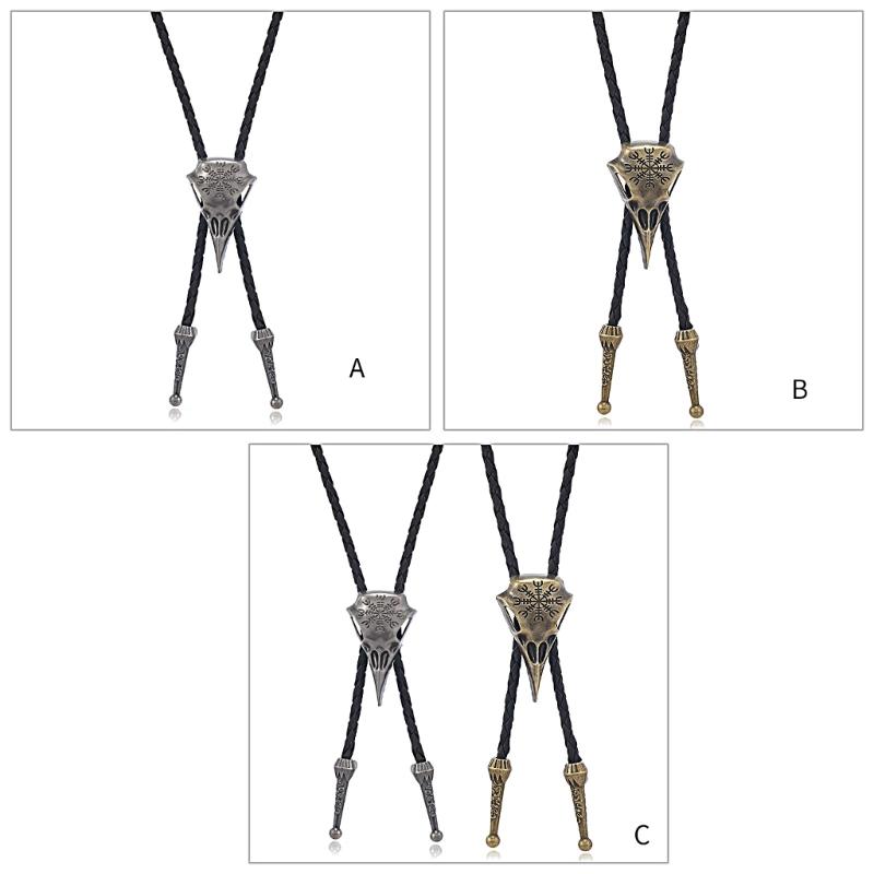 Crow Skull Cowboy Braids Rope Bolo Tie Shirt Collar Necktie Jewelry Necklace