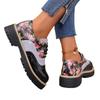 Women's Plus Size Brogue Flats Round Toe Printed Burned Pattern Lace-Up New Spring Autumn