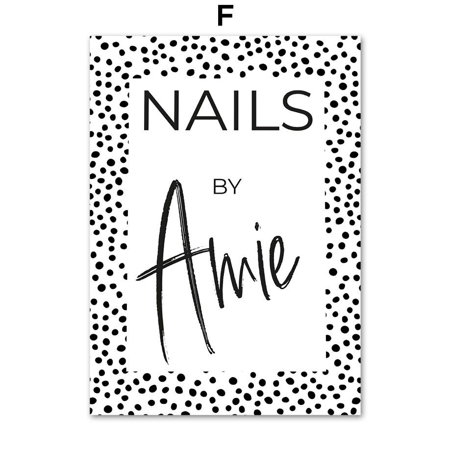 Nombre personalizado, esmalte de uñas, carteles e impresiones de formas tecnológicas, arte de pared nórdico, cuadro en lienzo, pintura para decoración salón de belleza