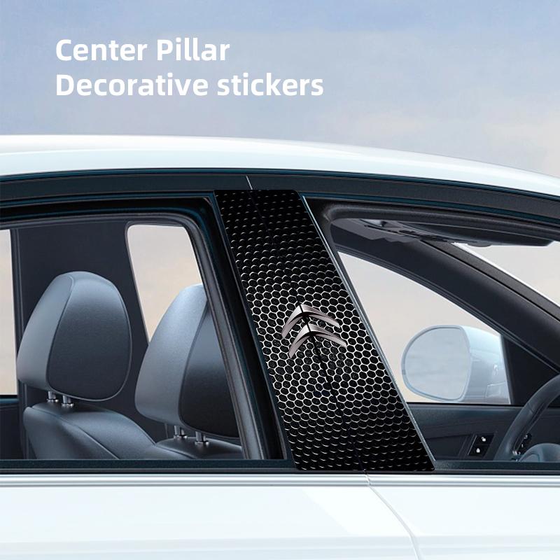 Citroen-wwwn-2Pcs Car Emblem Center Pillar Film Auto Door Decorative Sticker For Citroen C4 C3 C5 C5X e-C4 X e-C3 C-Elysee Berlingo C1 C6   anc123
