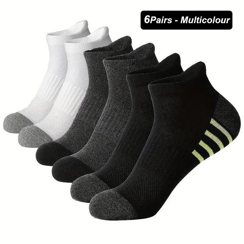 Nowe 6 par wysokiej jakości męskich skarpet sportowych Outdoor Leisure Czarno-białe Oddychające wygodne krótkie skarpetki męskie Plus rozmiar EU39-46