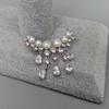 Natural Freshwater Cultured White Pearl Cubic Zirconia Pave Silver Plated Brooch