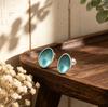 Pure hand-painted stud earrings oval shell pattern design light luxury niche versatile temperament explosive earrings