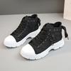 Spring Summer Women's Canvas High Top Women's Shoes Breathable Thick Sole Elevated Casual Shoes Martin Boots Sports