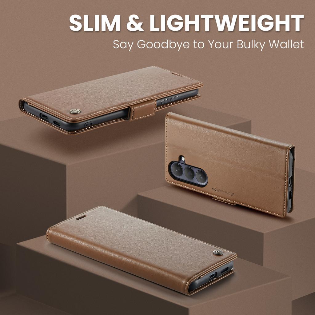 Luxury Magnetic Cards Solt Wallet Flip for Samsung S26 Ultra S25 Plus S24 S23 A36 A56 A17 A07 Kickstand Business Pocket Cover