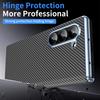 For Samsung Galaxy Z Fold5 5G Case Electroplating Lens Carbon Fiber Texture PC Phone Cover