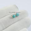 Round Turquoise Stud Earrings, Arizona Turquoise Studs, Tiny Stud Earrings, 925 Sterling Silver Studs, Gift for Daughter