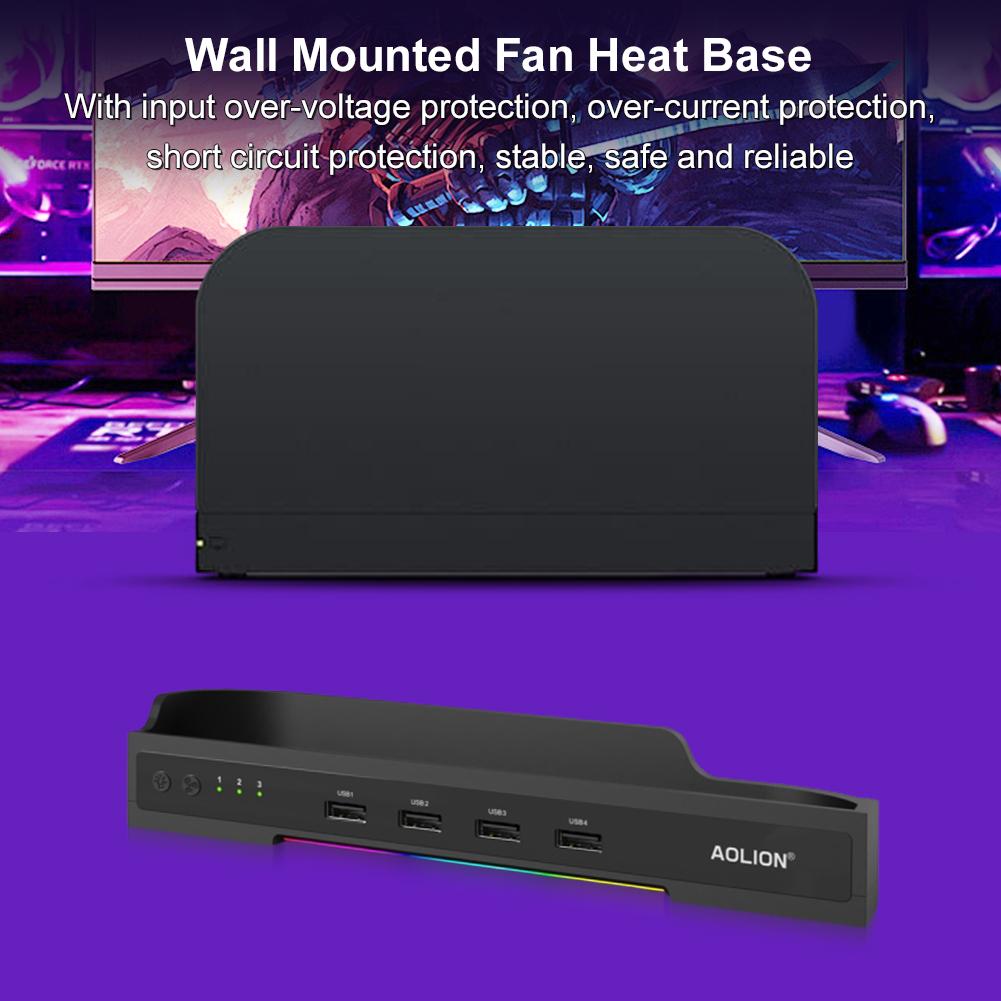 RGB Cooling Fan for Switch 2 Host Heat Dissipation Base Wall Hanging Bracket 3 Gears Wind Speed Rapid Cooling NGC/HUB Expansion
