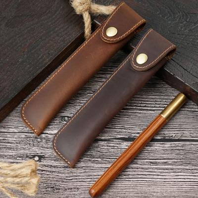 Retro Füllfederhalter-Etui aus echtem Leder, handgefertigt, Bleistifttasche, Stifthülle, Schreibwaren, kreative Schutzhülle, Schulbedarf